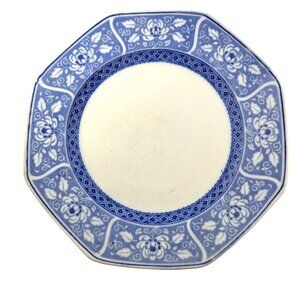 Plate Octagonal Vtg F Winkle & Co. Whieldon Ware corona Blue Floral